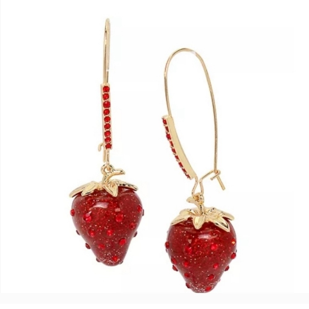 Betsey Johnson Charming  Strawberry Dangle Drop  Earrings
